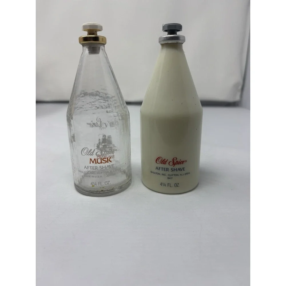 Vintage Old Spice Original Musk Milk Glass After Shave 4.25oz Star Tops Empty